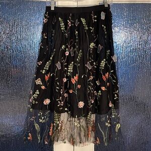 Hide and Seek Floral Appliqué Skirt